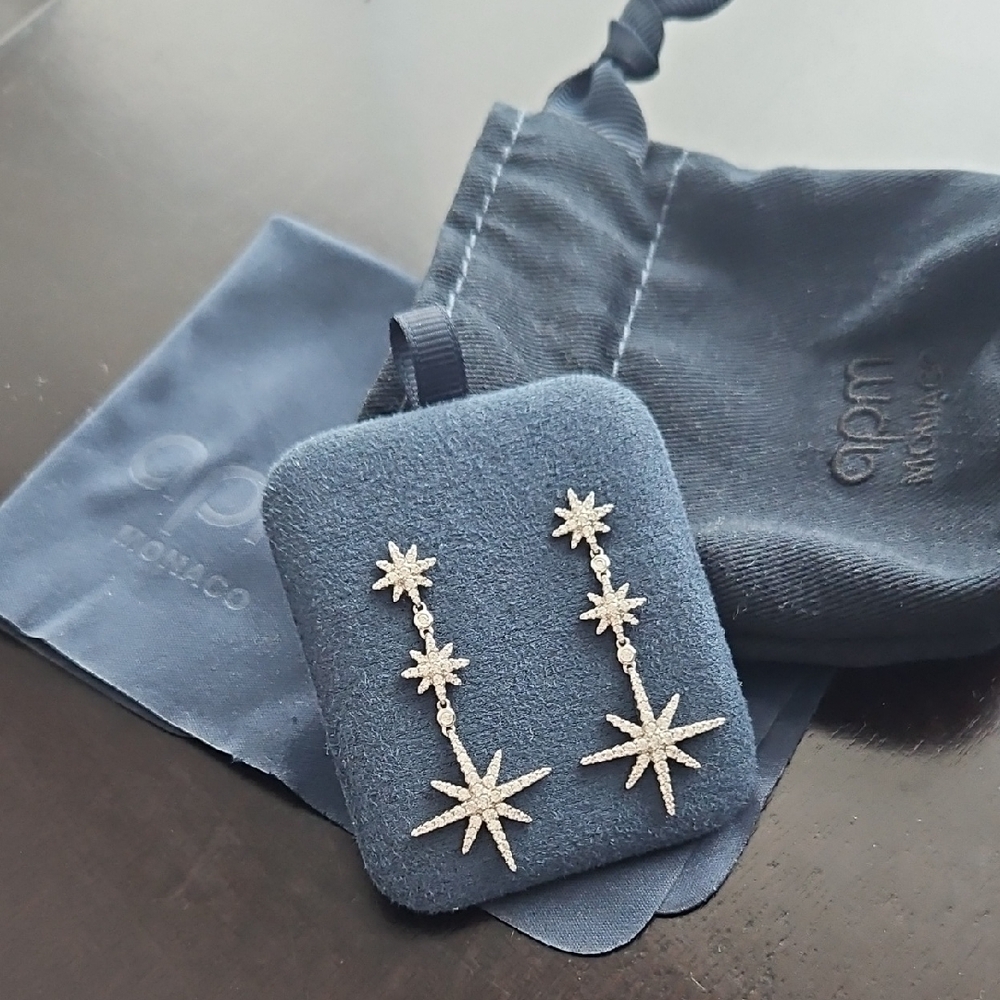Silver Starburst Dangle Earrings